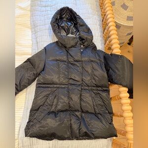 Moncler Girls Unisex Moncler Black Hooded Puffer Coat size 10 longer style